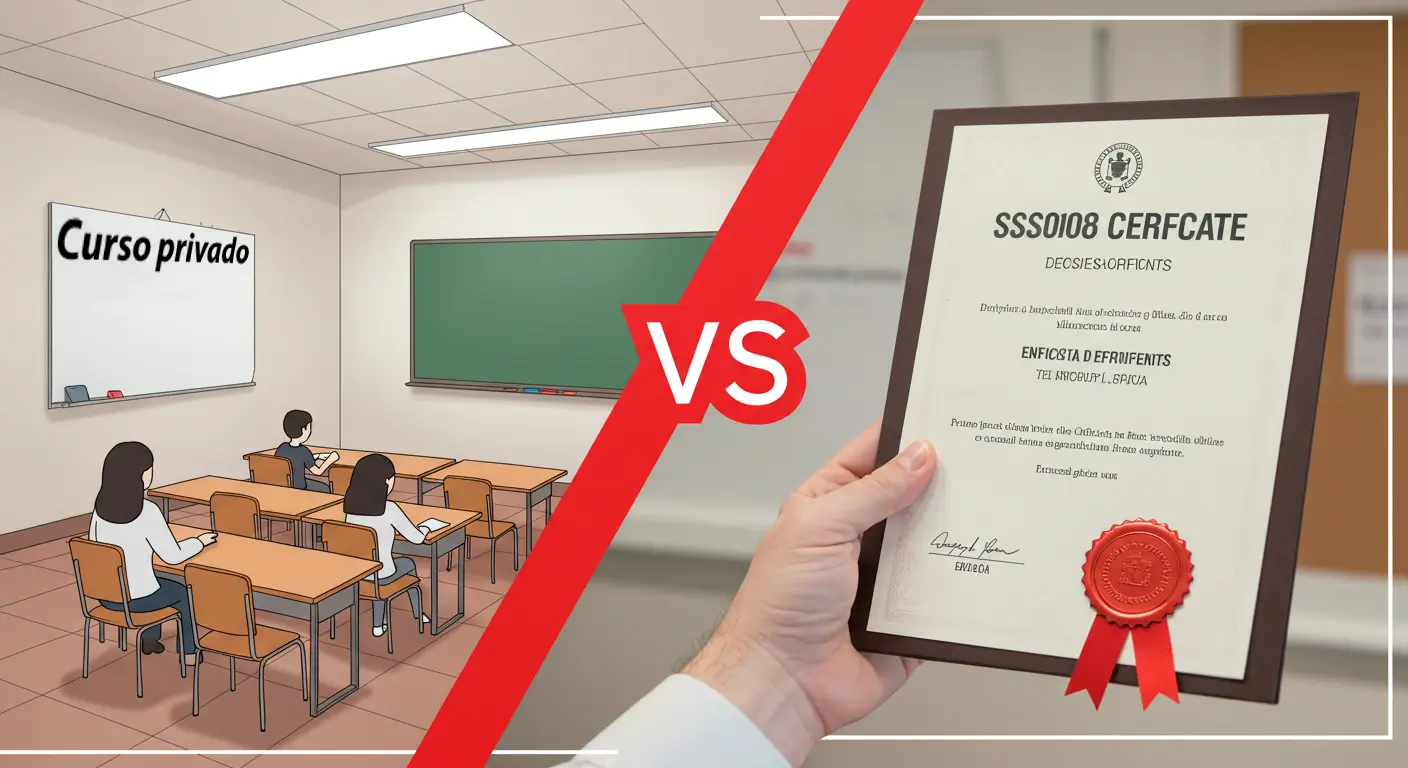Diferencia entre curso sociosanitario privado y certificado oficial SSCS0208