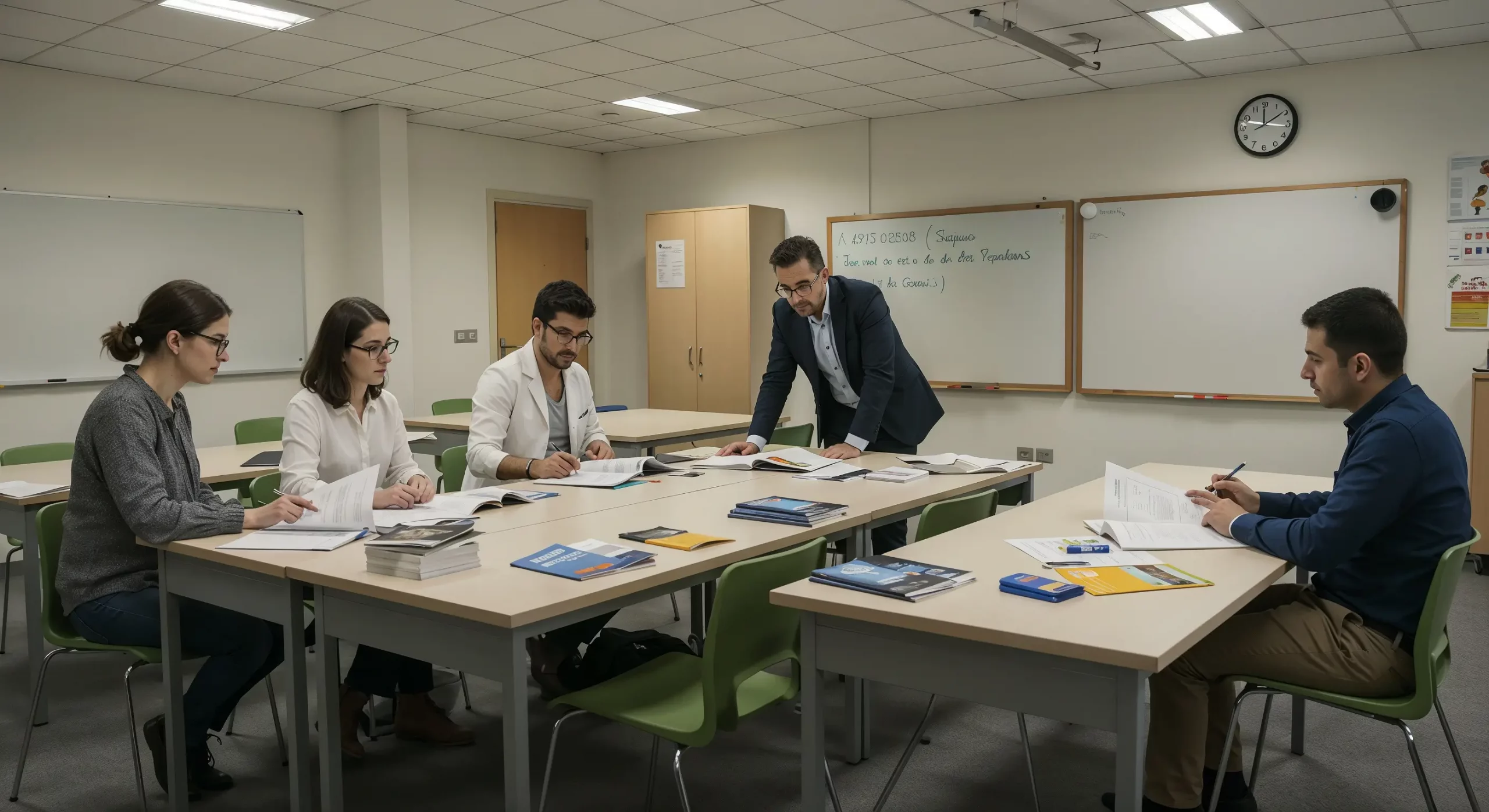 Estudiantes y profesionales en Madrid con información sobre el precio del certificado sociosanitario SSCS0208